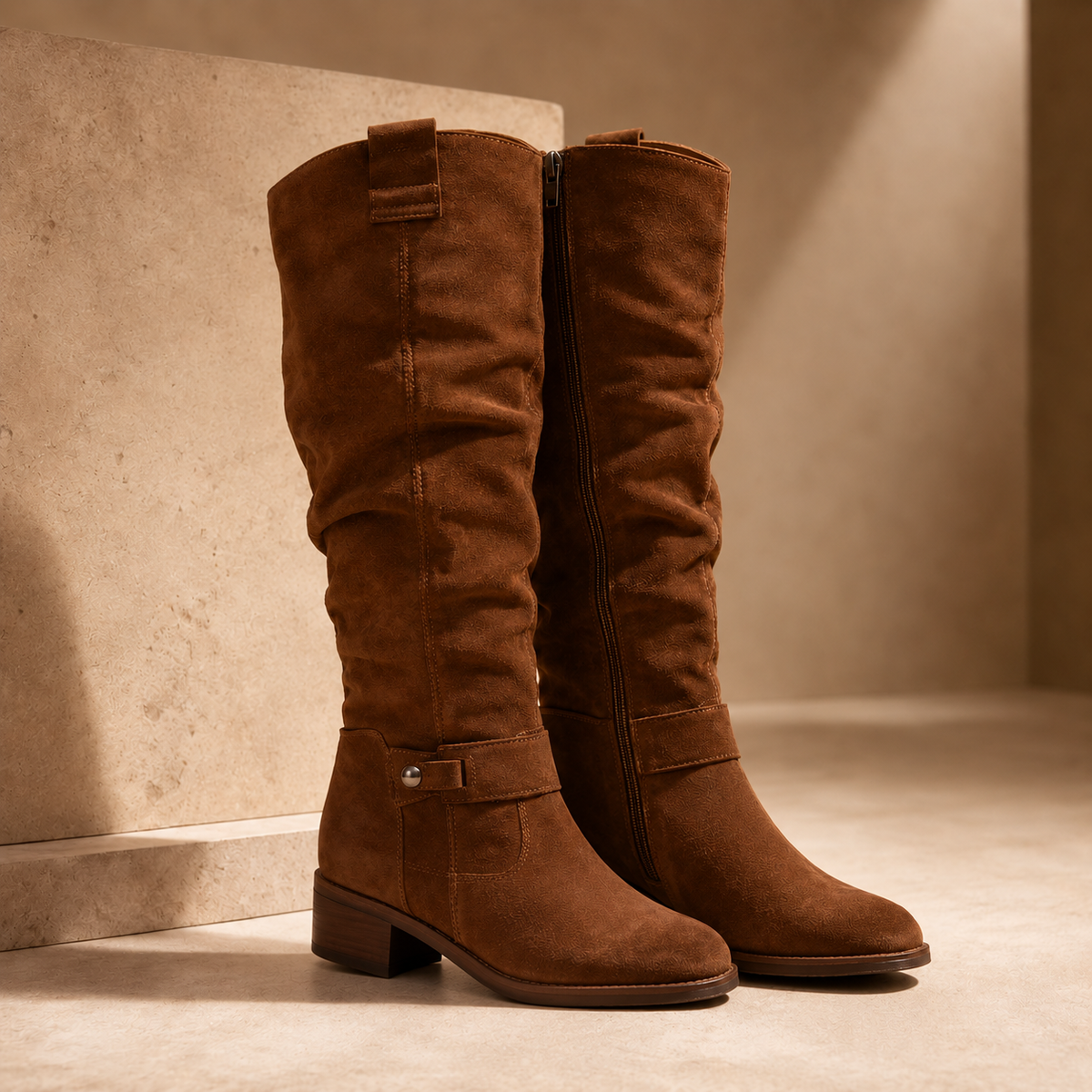Knee-High Slouch Boot in Green – Casual, Everyday Wear