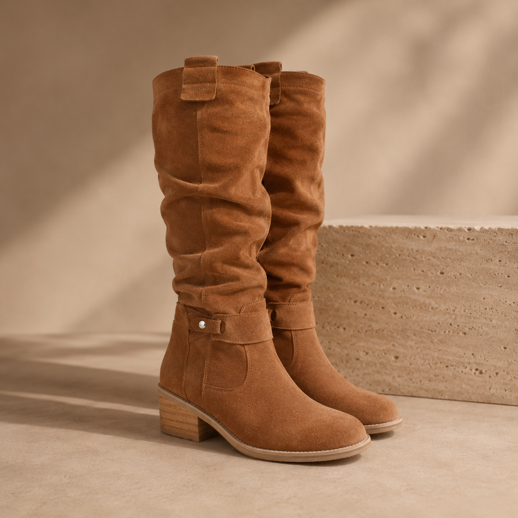 Knee-High Slouch Boot in Green – Casual, Everyday Wear