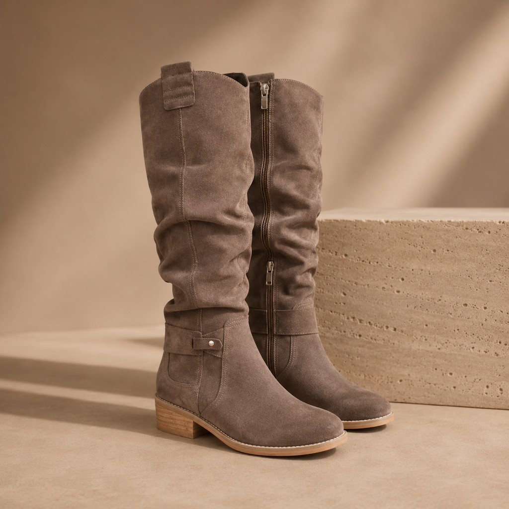 Knee-High Slouch Boot in Green – Casual, Everyday Wear