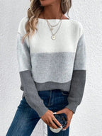 Knit Sweater Jumper Women's Colour Block – Casual, Everyday Wear