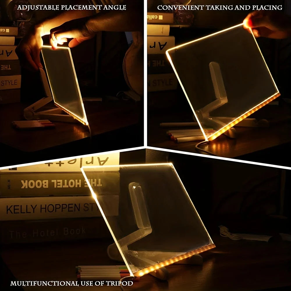 LED Acrylic Message Board - Erasable USB Drawing Board for Kids – Birthday Gifts, Bar Advertising