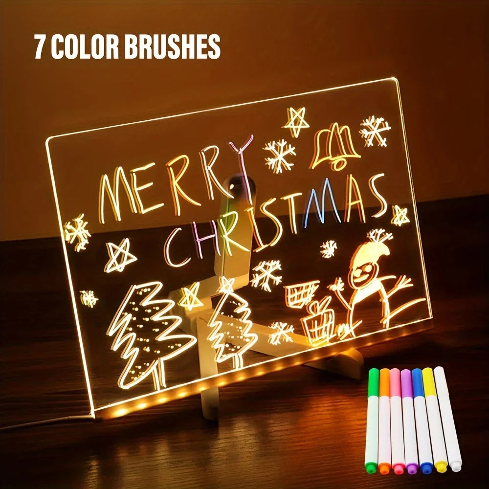 LED Acrylic Message Board - Erasable USB Drawing Board for Kids – Birthday Gifts, Bar Advertising