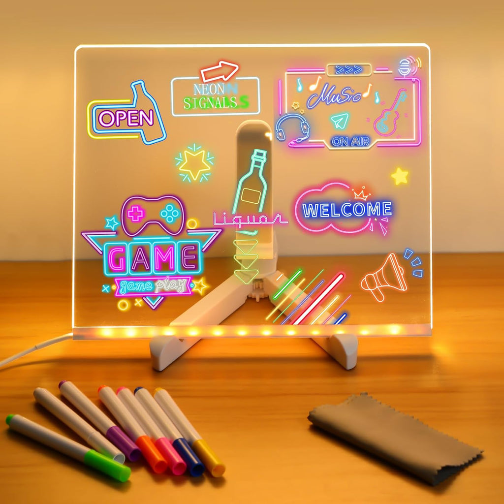 LED Acrylic Message Board - Erasable USB Drawing Board for Kids – Birthday Gifts, Bar Advertising