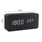 LED Smart Alarm Clock | Voice-Controlled Wooden Design – Home Office, Gift