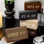 LED Smart Alarm Clock | Voice-Controlled Wooden Design – Home Office, Gift