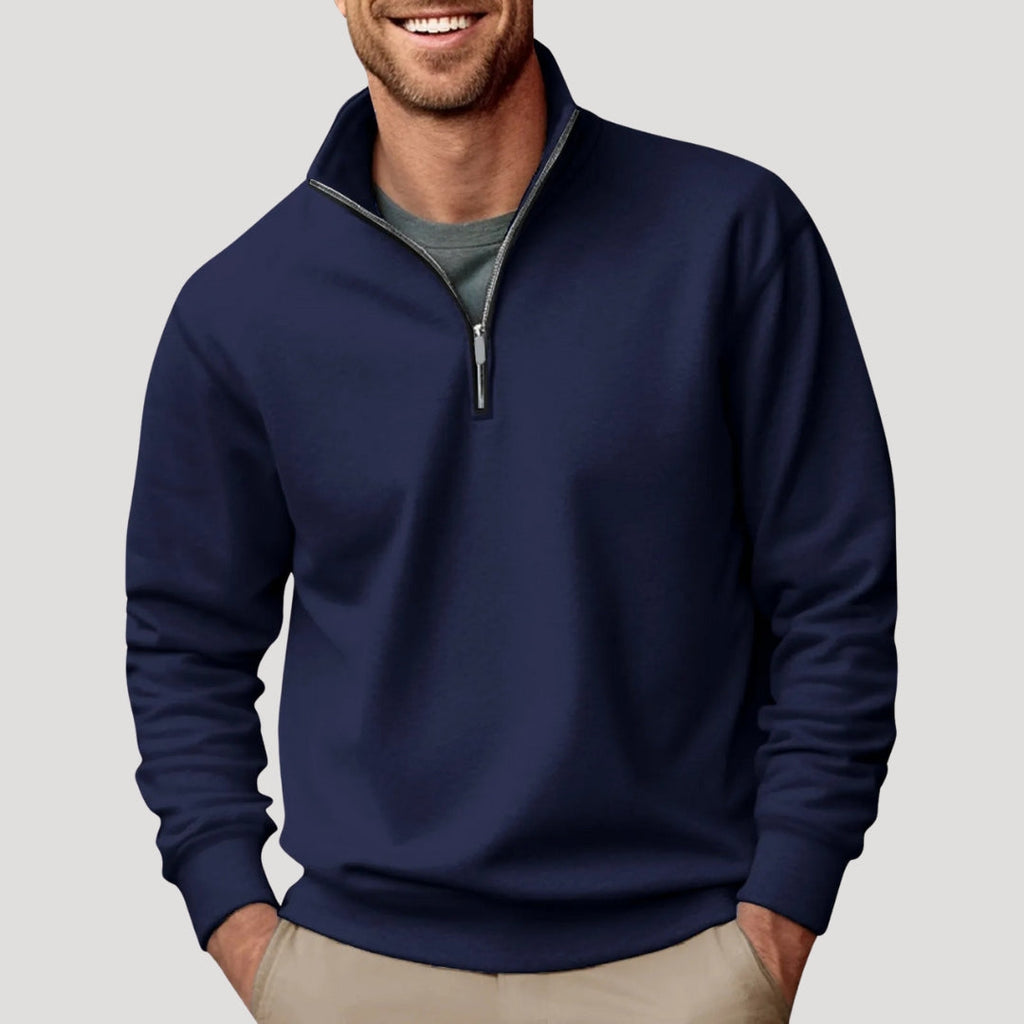 Lightweight Men's Half-Zip Sweatshirt - Breathable Cotton, Versatile Style – Casual, Everyday Wear