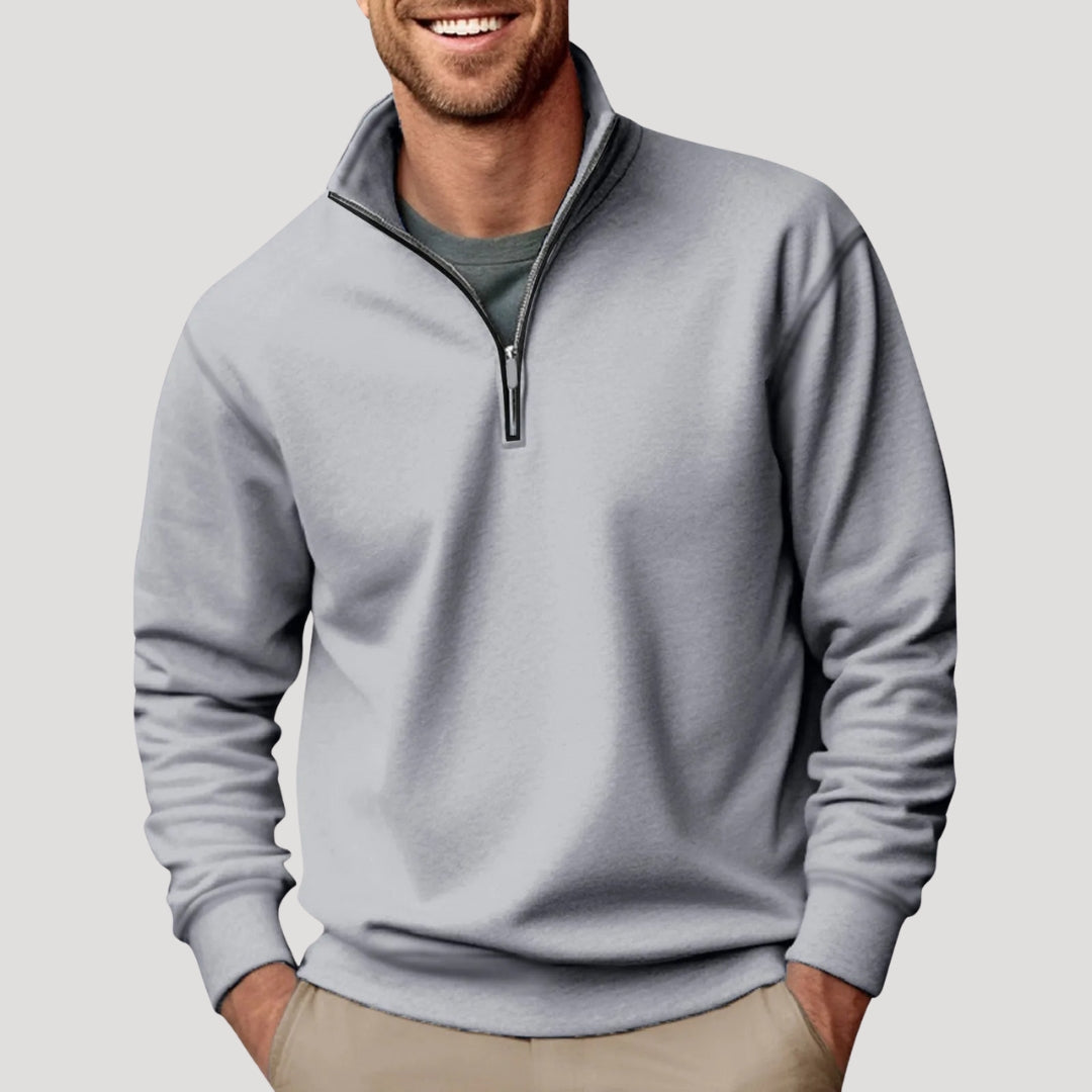 Lightweight Men's Half-Zip Sweatshirt - Breathable Cotton, Versatile Style – Casual, Everyday Wear