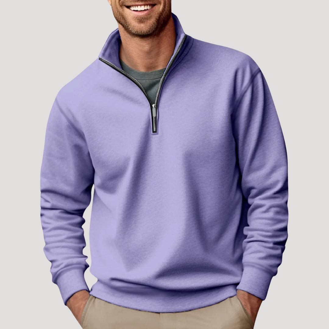 Lightweight Men's Half-Zip Sweatshirt - Breathable Cotton, Versatile Style – Casual, Everyday Wear
