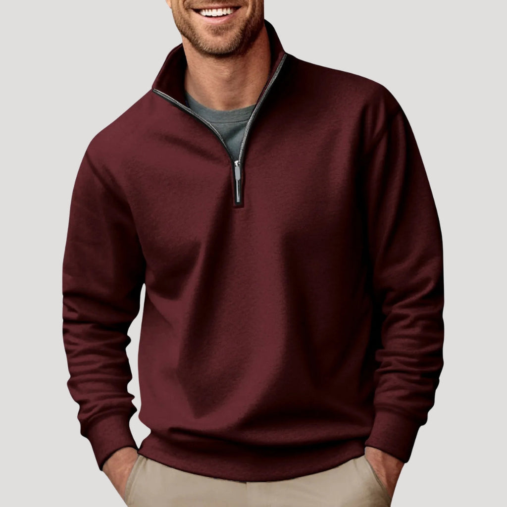 Lightweight Men's Half-Zip Sweatshirt - Breathable Cotton, Versatile Style – Casual, Everyday Wear
