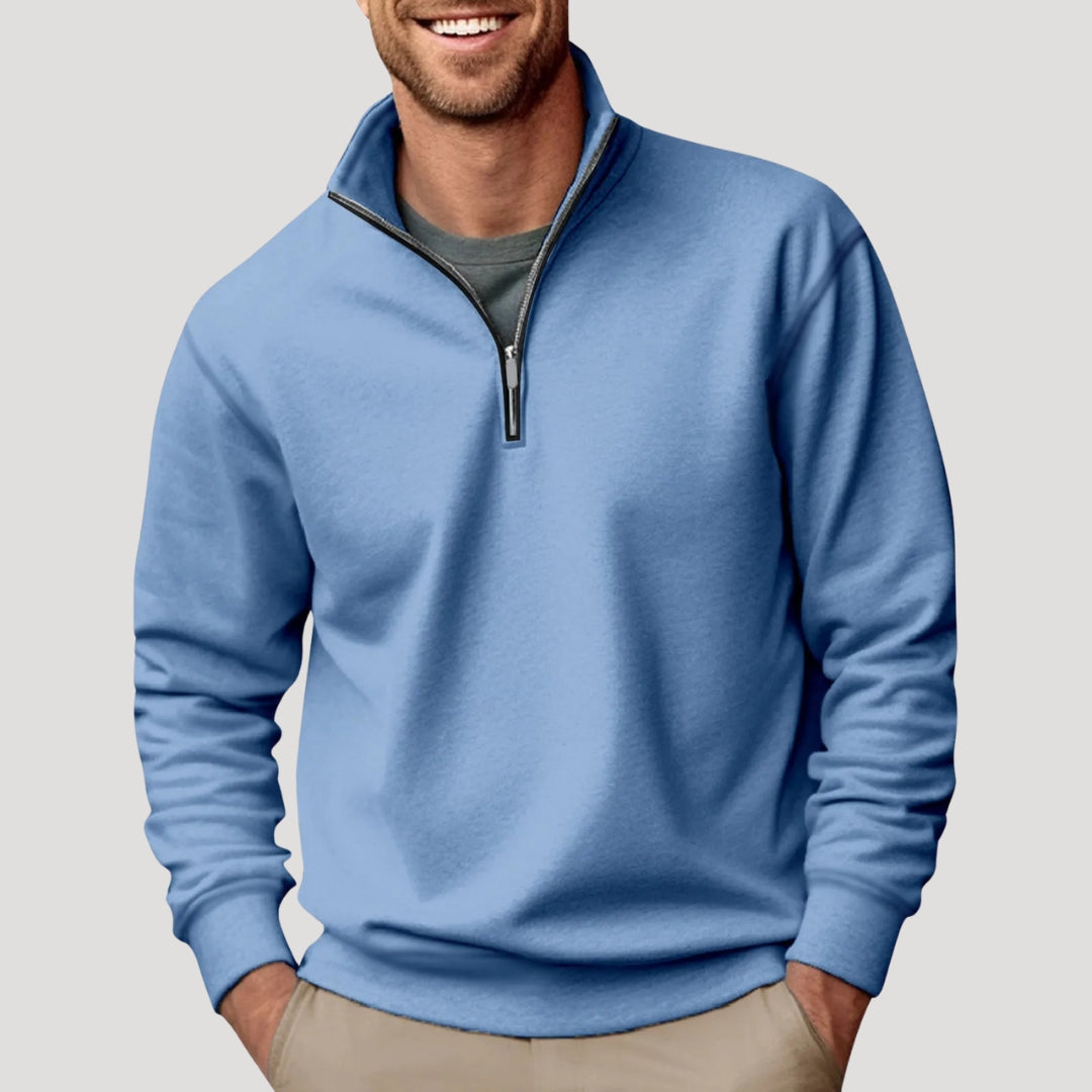 Lightweight Men's Half-Zip Sweatshirt - Breathable Cotton, Versatile Style – Casual, Everyday Wear