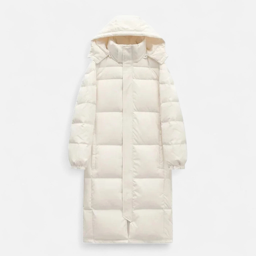 Long Women's Quilted Jacket with Hood – Casual Wear, Outdoor Activities