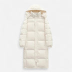 Long Women's Quilted Jacket with Hood – Casual Wear, Outdoor Activities