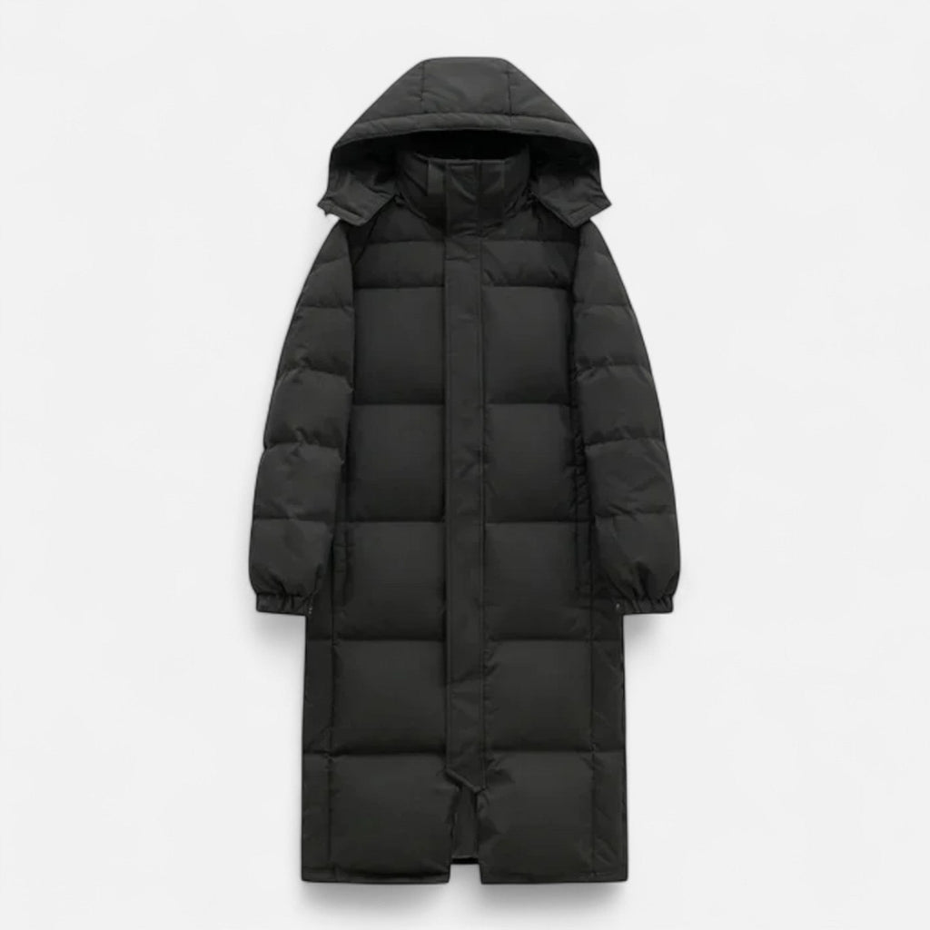 Long Women's Quilted Jacket with Hood – Casual Wear, Outdoor Activities