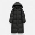 Long Women's Quilted Jacket with Hood – Casual Wear, Outdoor Activities