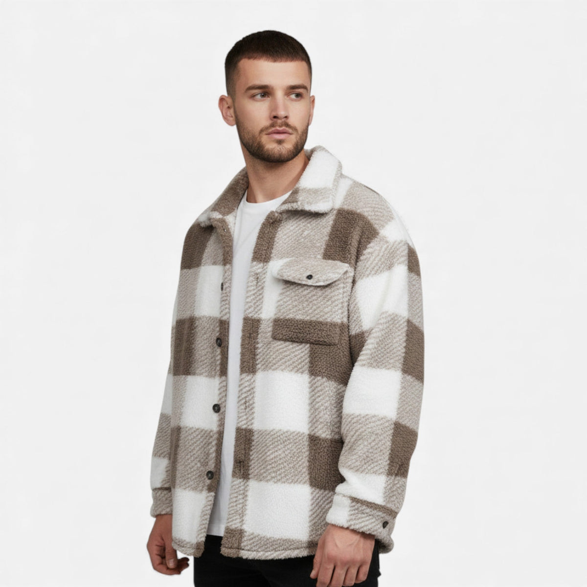 Luxurious Men's Fur Jacket in Velvet-Soft Material – Casual Wear, Winter Fashion