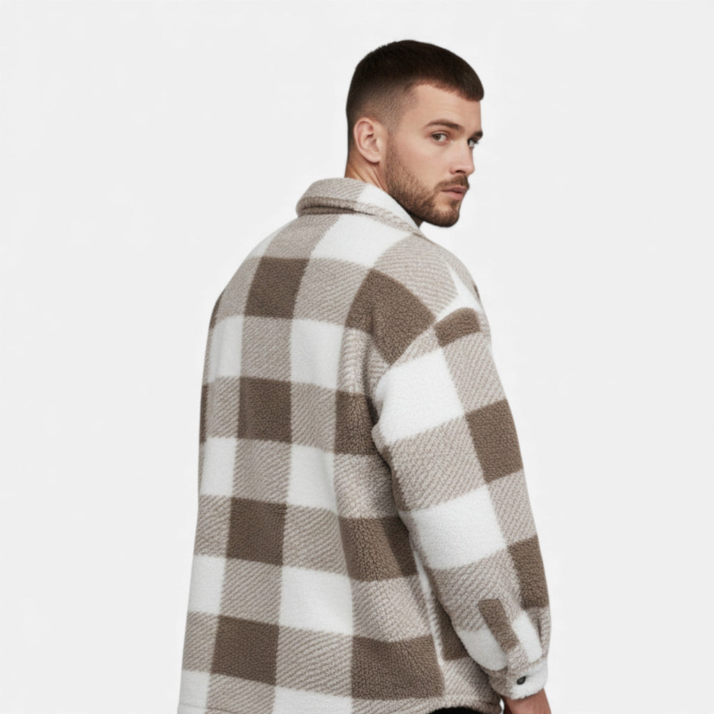 Luxurious Men's Fur Jacket in Velvet-Soft Material – Casual Wear, Winter Fashion