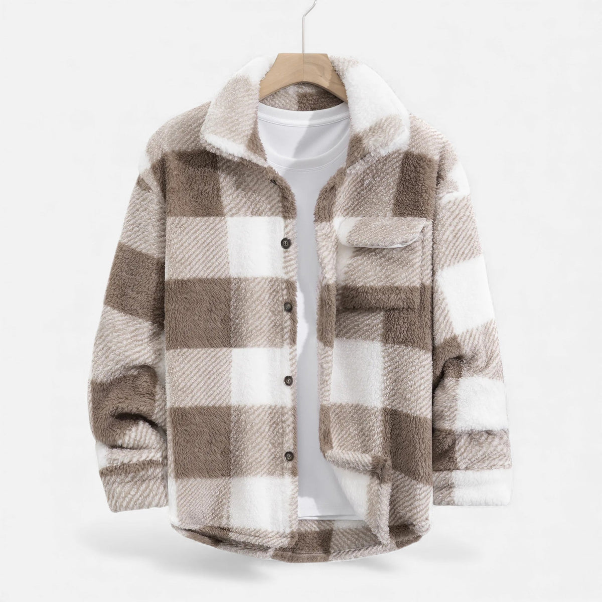 Luxurious Men's Fur Jacket in Velvet-Soft Material – Casual Wear, Winter Fashion