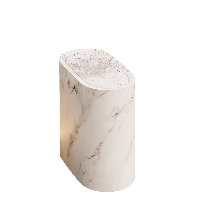 Marble Pattern Trash Can | Modern Bathroom & Kitchen Bin with Lid – Home, Space-Saving