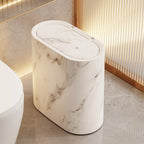 Marble Pattern Trash Can | Modern Bathroom & Kitchen Bin with Lid – Home, Space-Saving