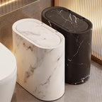 Marble Pattern Trash Can | Modern Bathroom & Kitchen Bin with Lid – Home, Space-Saving