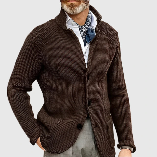 Men's Cardigan Button Front Stand Collar – Casual, Office