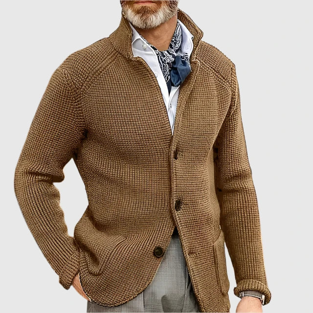 Men's Cardigan Button Front Stand Collar – Casual, Office