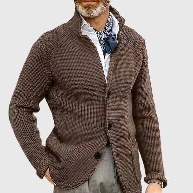 Men's Cardigan Button Front Stand Collar – Casual, Office