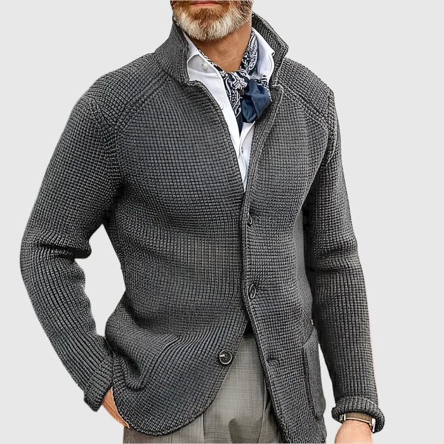 Men's Cardigan Button Front Stand Collar – Casual, Office