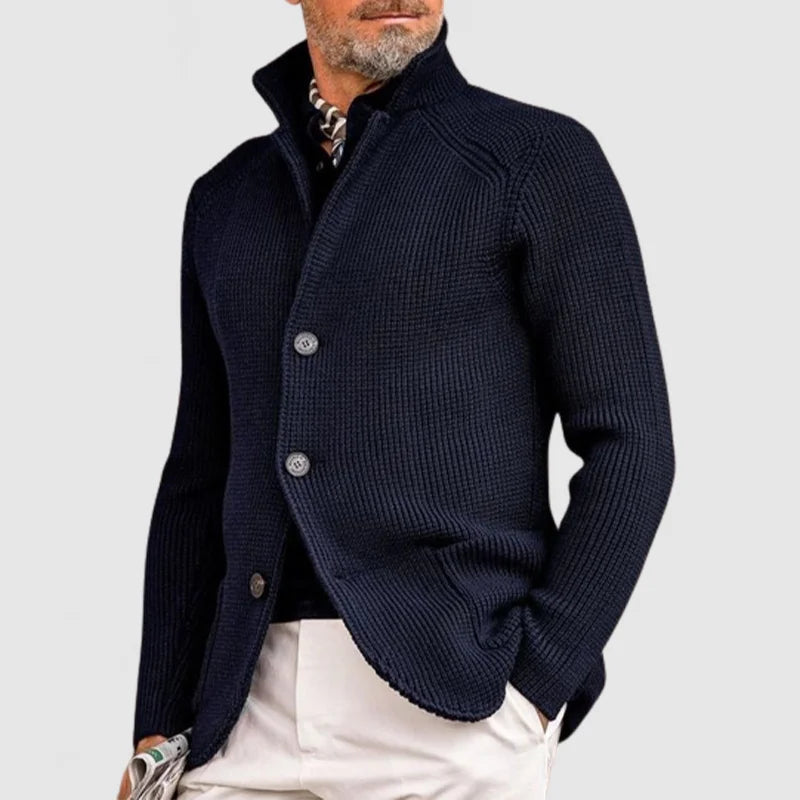 Men's Cardigan Button Front Stand Collar – Casual, Office
