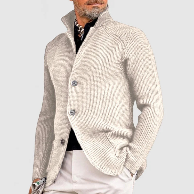 Men's Cardigan Button Front Stand Collar – Casual, Office