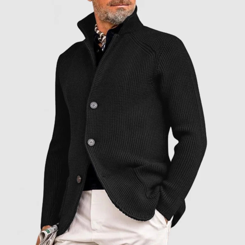 Men's Cardigan Button Front Stand Collar – Casual, Office