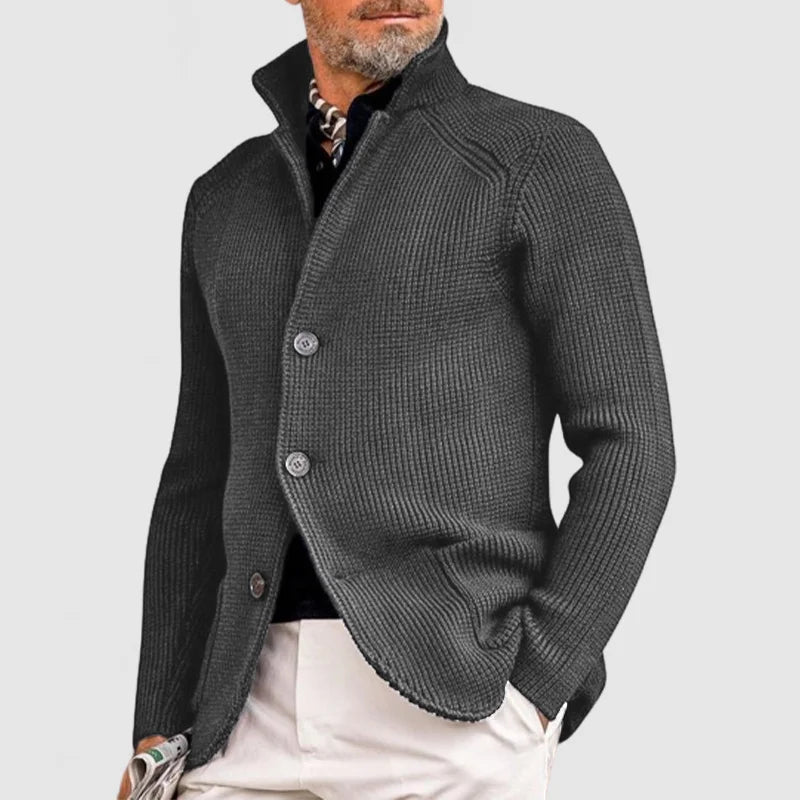 Men's Cardigan Button Front Stand Collar – Casual, Office
