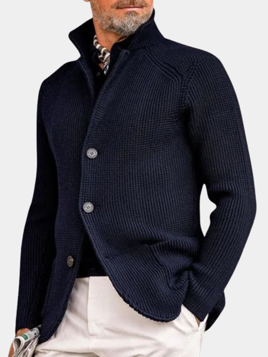 Men's Cardigan Button Front Stand Collar – Casual, Office