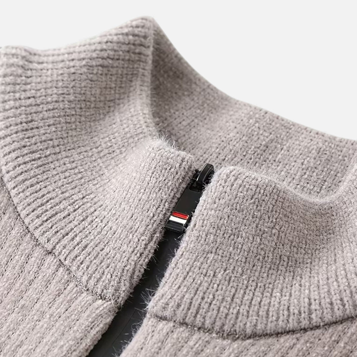 Men's Half-Zip Knit Sweater, Thick Striped Design – Casual Wear, Winter Fashion