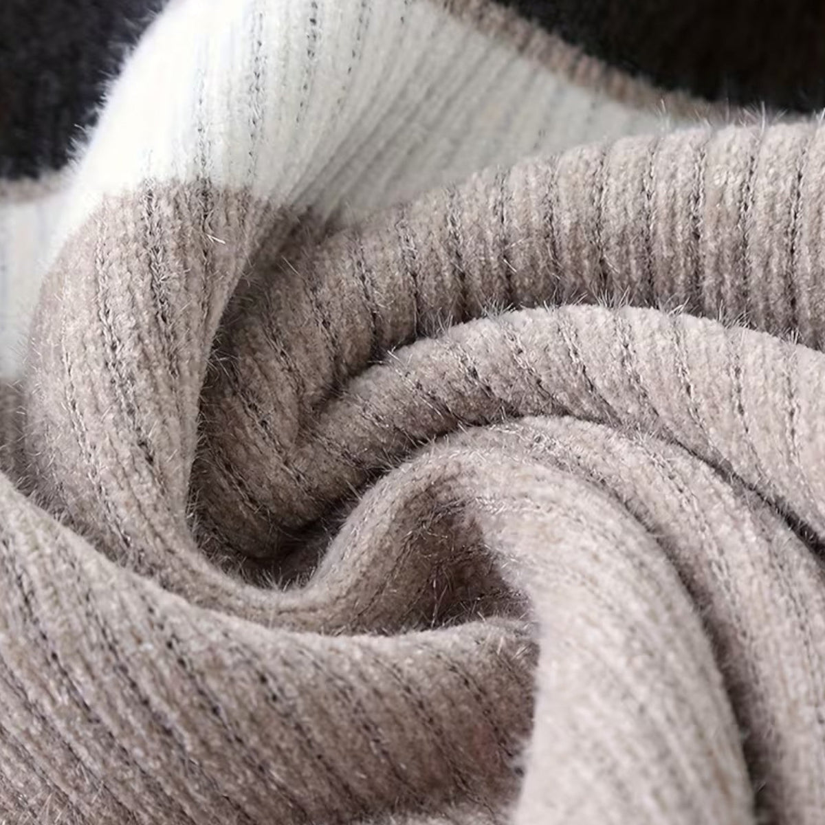Men's Half-Zip Knit Sweater, Thick Striped Design – Casual Wear, Winter Fashion