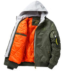 Men's Hooded Bomber Jacket - Military Style, Multiple Pockets – Casual, Outdoor