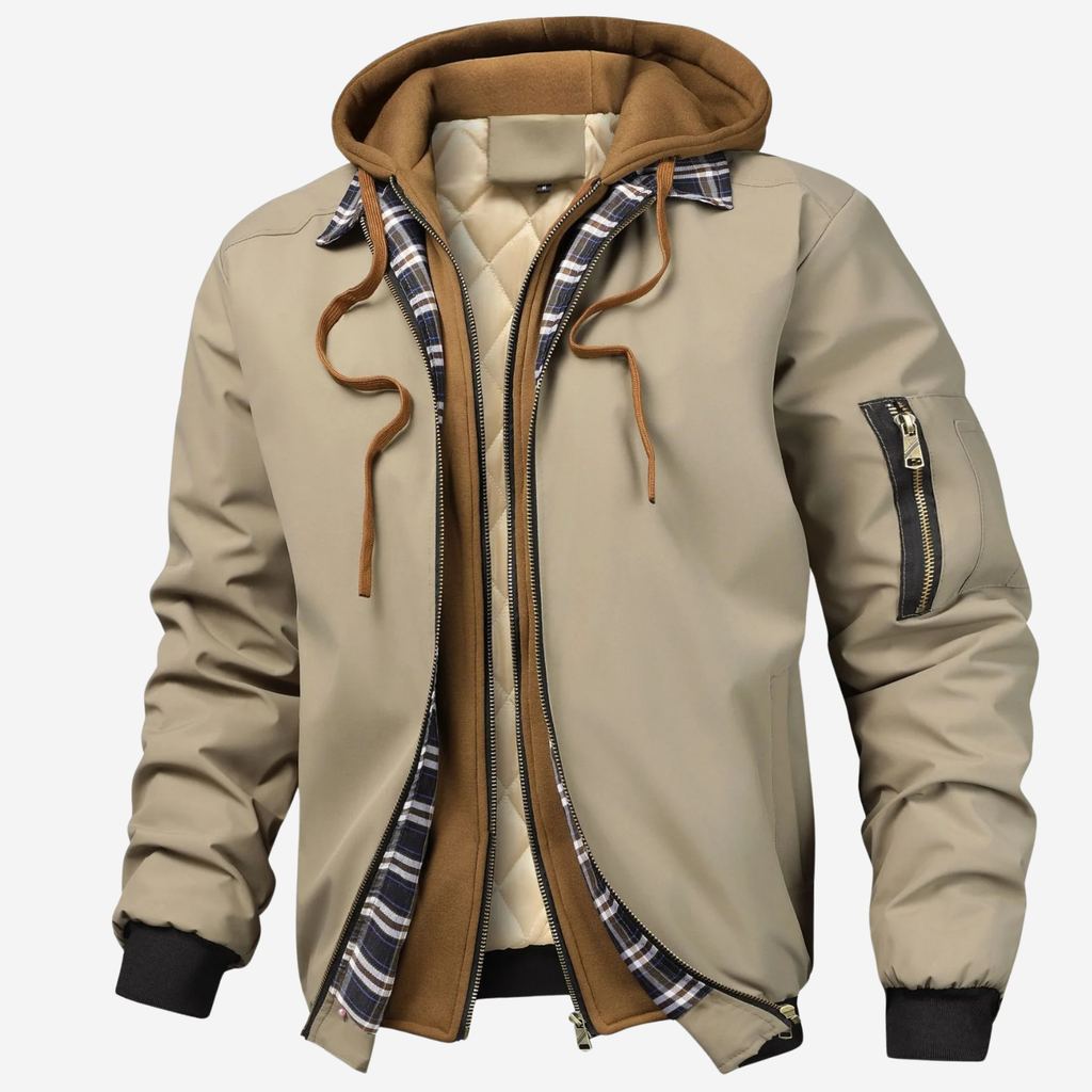 Men's Hooded Bomber Jacket - Quilted, Weather-Resistant – Everyday Wear, Travel
