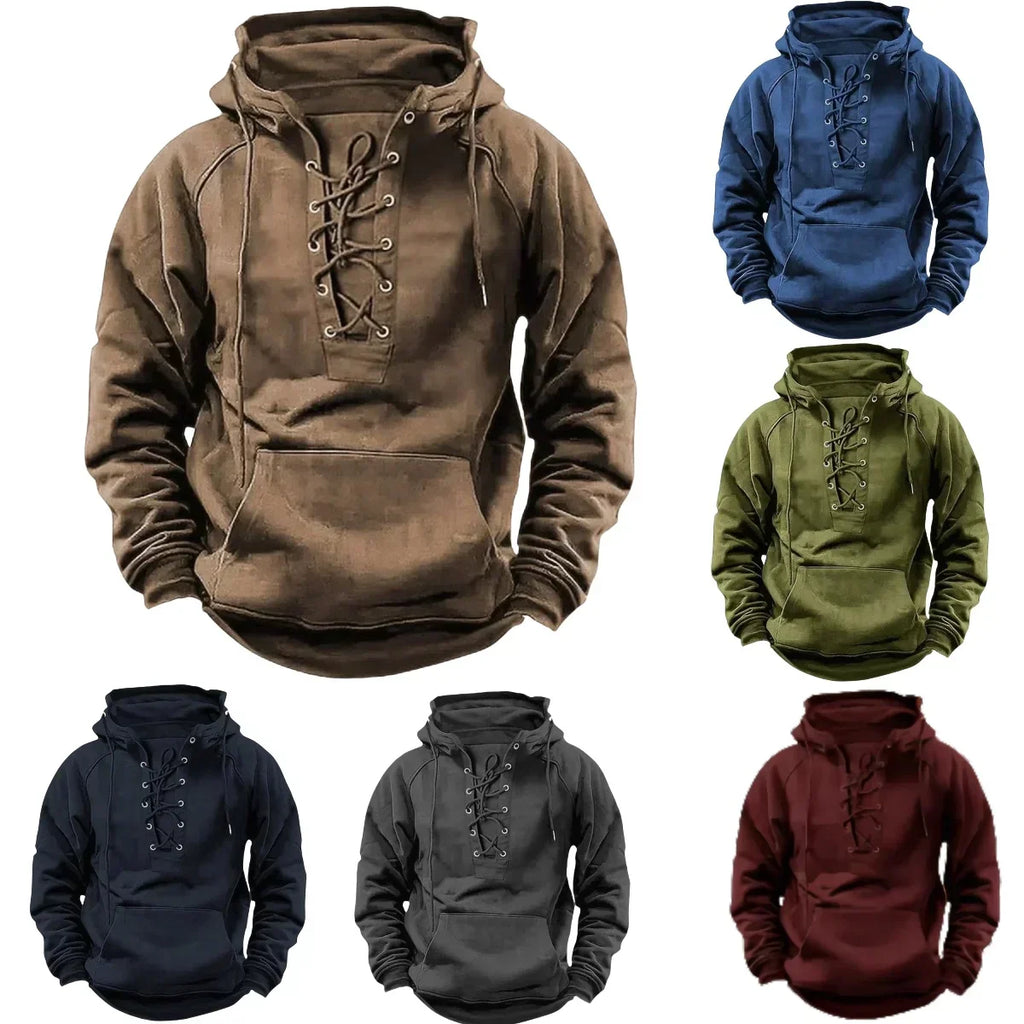 Men's Hoodie with Lace Up Front Design – Casual, Everyday Wear
