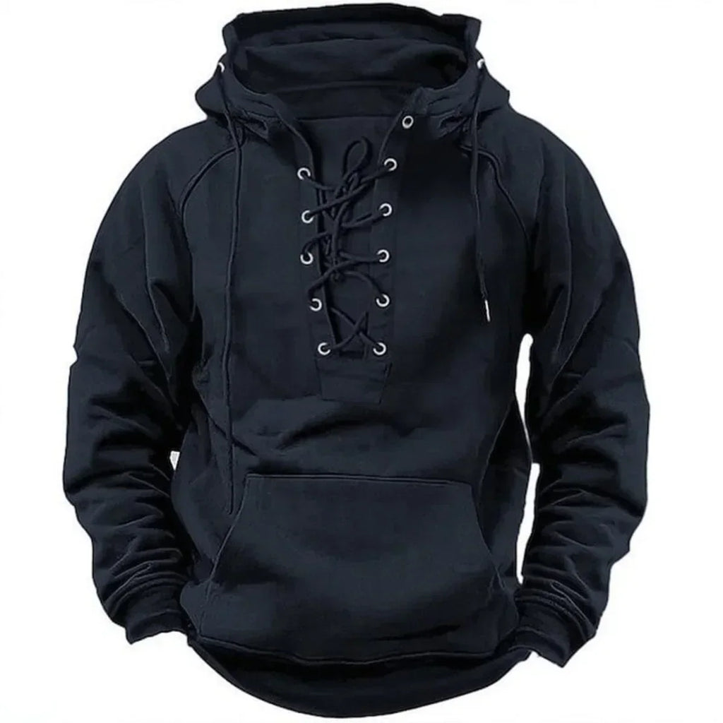 Men's Hoodie with Lace Up Front Design – Casual, Everyday Wear