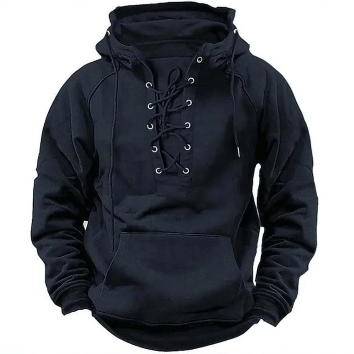 Men's Hoodie with Lace Up Front Design – Casual, Everyday Wear