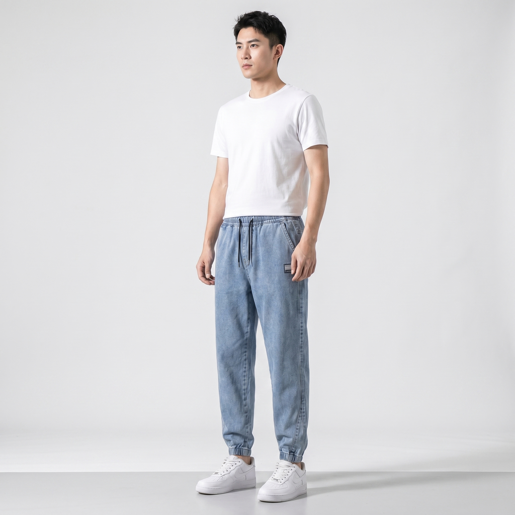 Men's Jogger Pants with Tapered Leg and Patch Detail – Casual, Everyday Wear