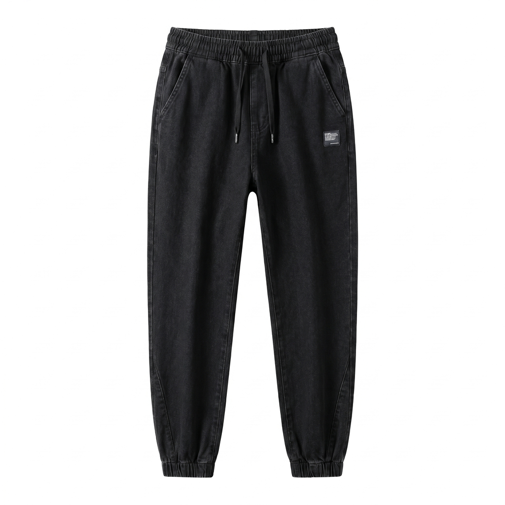 Men's Jogger Pants with Tapered Leg and Patch Detail – Casual, Everyday Wear