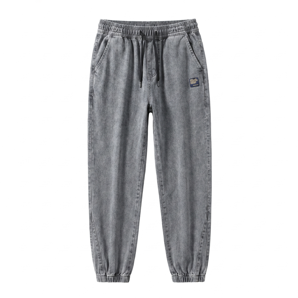 Men's Jogger Pants with Tapered Leg and Patch Detail – Casual, Everyday Wear