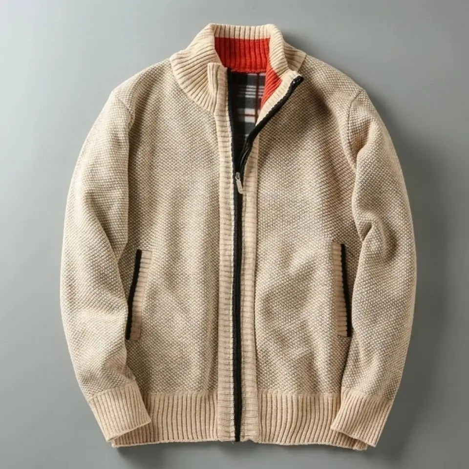 Men's Knit Plaid Jacket with Lining – Casual Wear, Stylish Layering