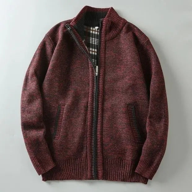 Men's Knit Plaid Jacket with Lining – Casual Wear, Stylish Layering