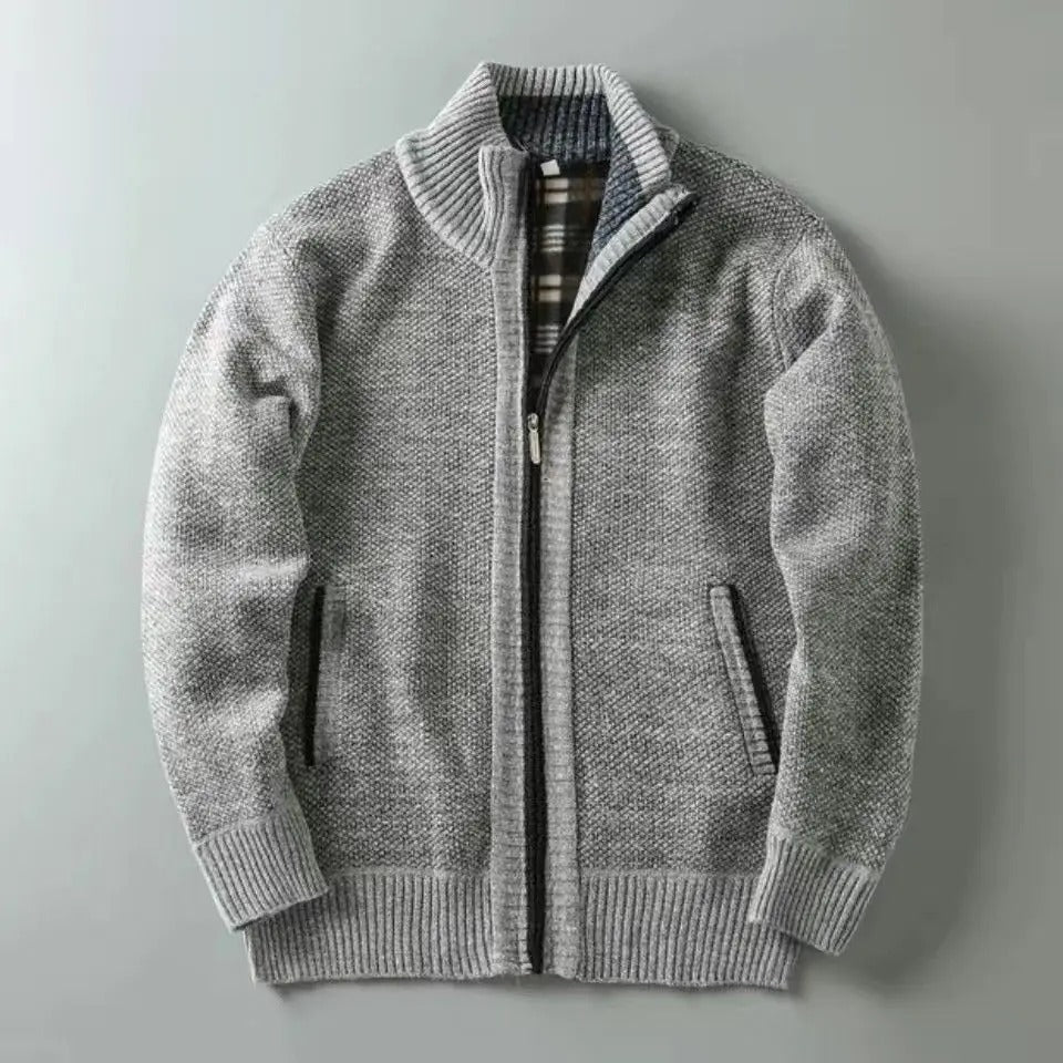 Men's Knit Plaid Jacket with Lining – Casual Wear, Stylish Layering