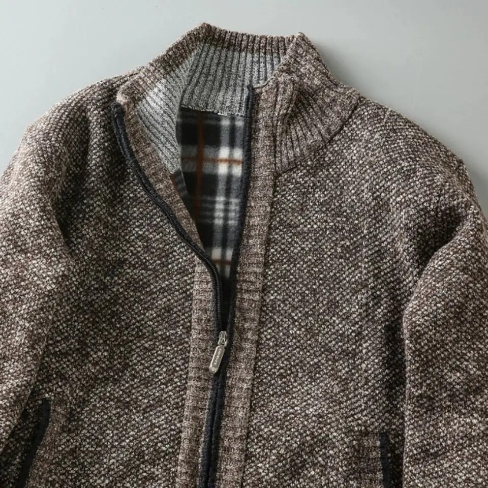 Men's Knit Plaid Jacket with Lining – Casual Wear, Stylish Layering