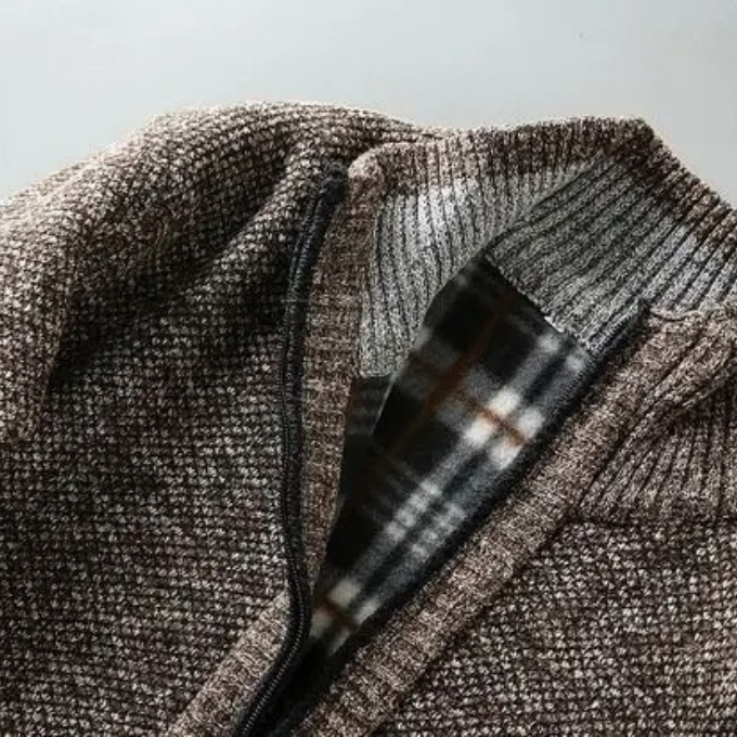 Men's Knit Plaid Jacket with Lining – Casual Wear, Stylish Layering