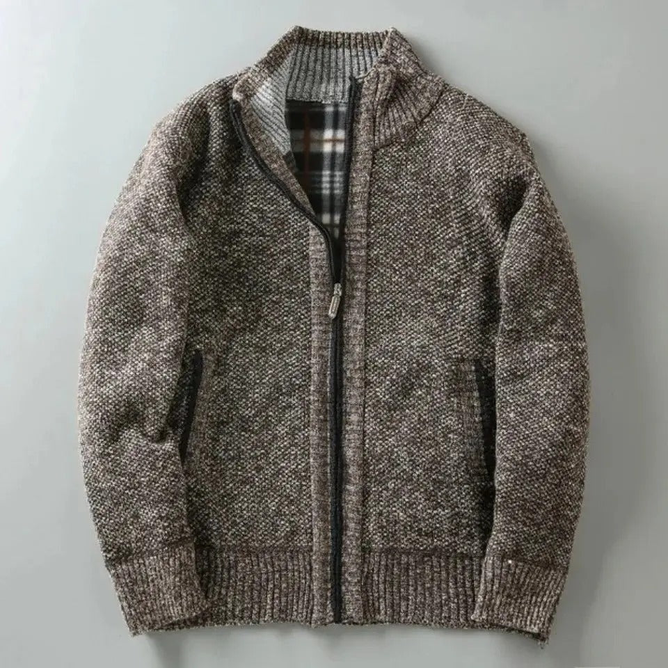 Men's Knit Plaid Jacket with Lining – Casual Wear, Stylish Layering