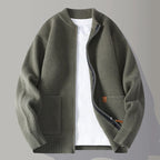 Men's Knit Sweater with Stand Collar, Textured Rib – Casual Wear, Everyday Style